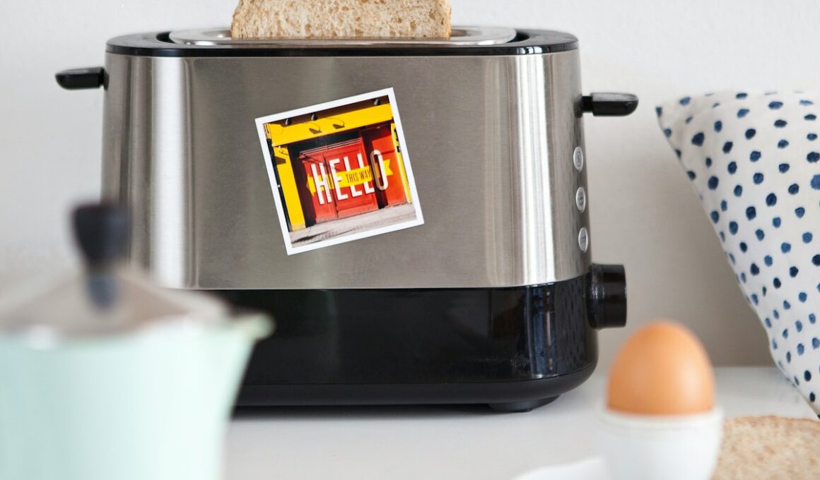 a toaster sitting on top of a white counter